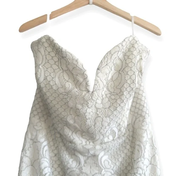 Shona Joy Shona Joy Lace Bustier Handkerchief Midi Dress, white, Size10US